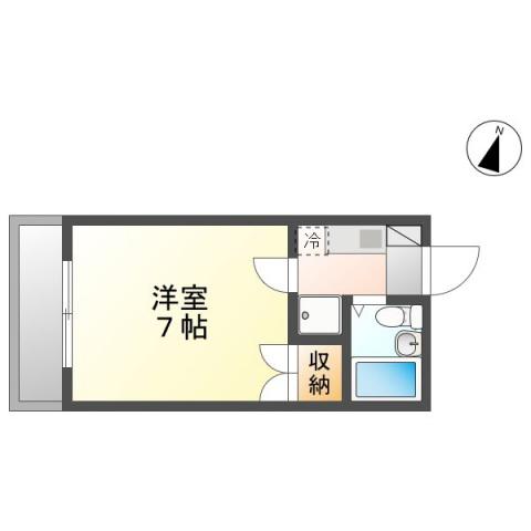 21ハイムC棟(1K/2階)の間取り写真