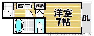 ネオコーポ6号館(1K/1階)の間取り写真