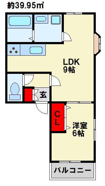ウインズヒル明里II(1LDK/2階)の間取り写真