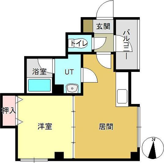 リズム医大前(1DK/4階)の間取り写真