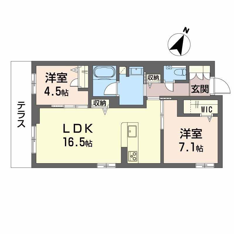 シクラシオン(2LDK/1階)の間取り写真
