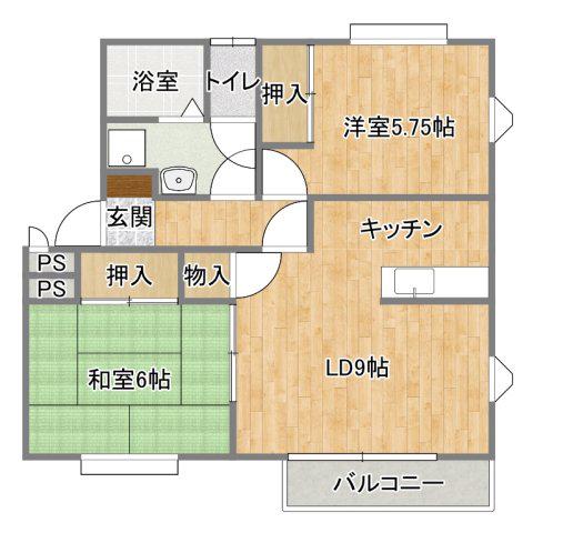クレイドールA(2LDK/1階)の間取り写真