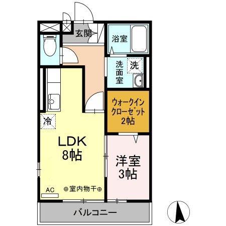 カナディアンコート平成(1LDK/2階)の間取り写真