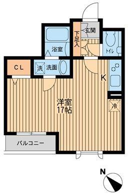 プロスペクト初台(ワンルーム/1階)の間取り写真