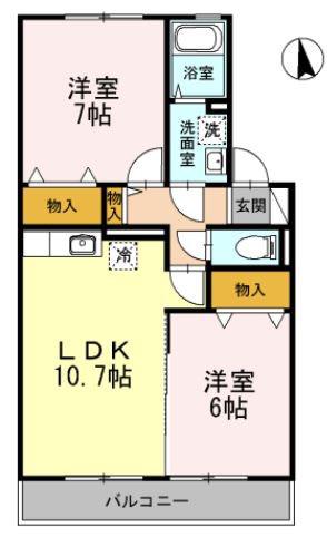 ラマージュI(2LDK/1階)の間取り写真