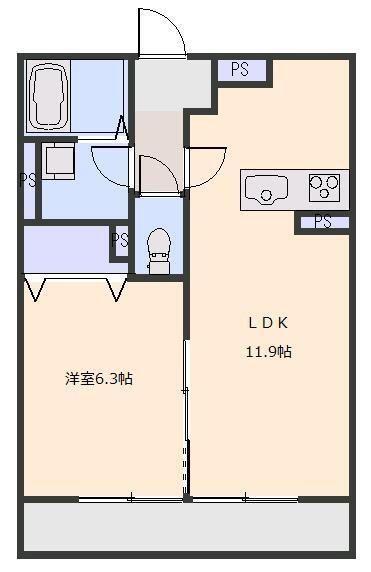 グランドソレーユ(1LDK/2階)の間取り写真