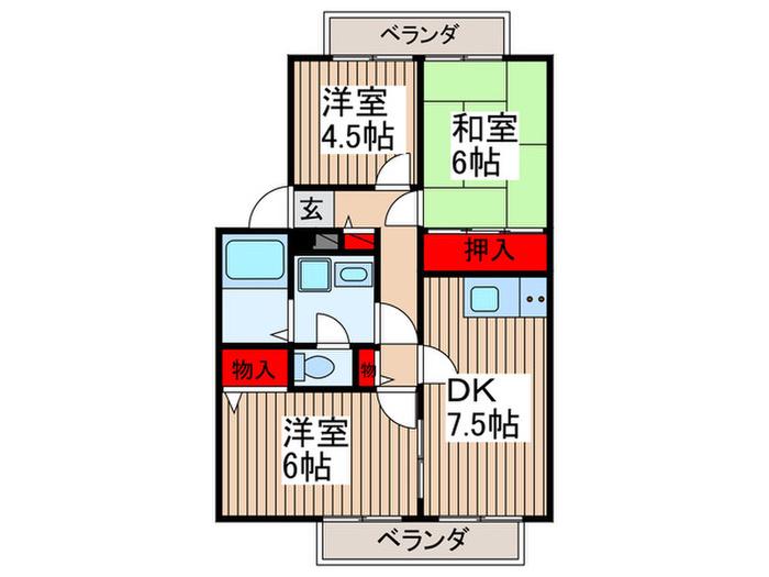 ビラージュ宮原(3DK/3階)の間取り写真