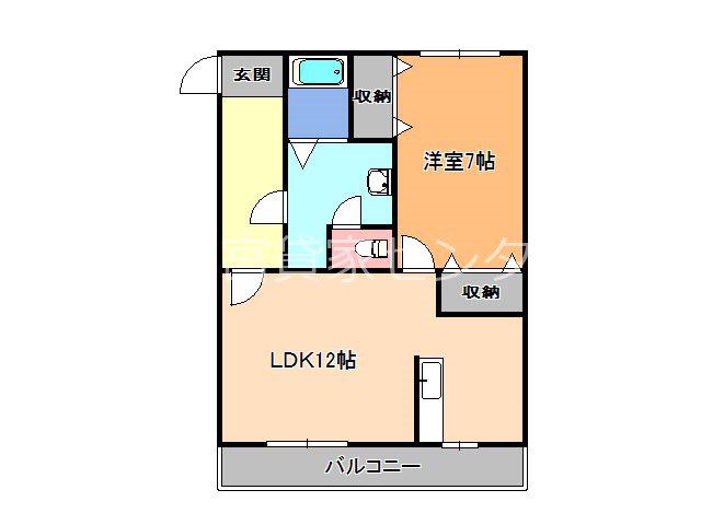 ヴィアステージ清原台A(1LDK/3階)の間取り写真