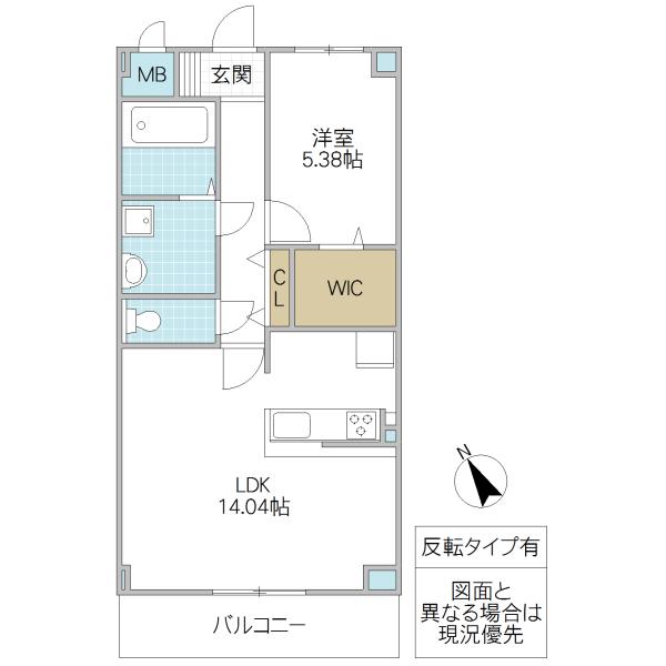 WISTERIA(1LDK/3階)の間取り写真