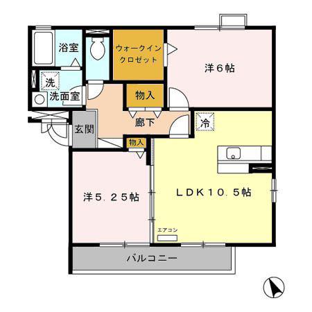 セットレーヴ弐番館(2LDK/3階)の間取り写真