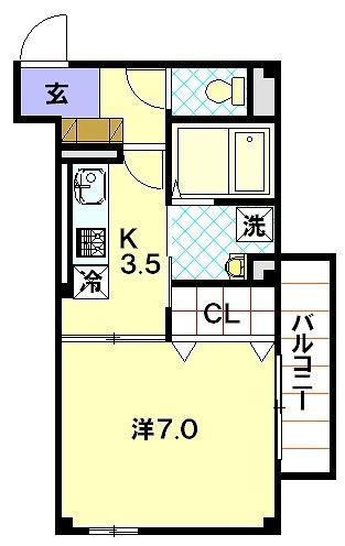 エスペランサ本原(1K/3階)の間取り写真