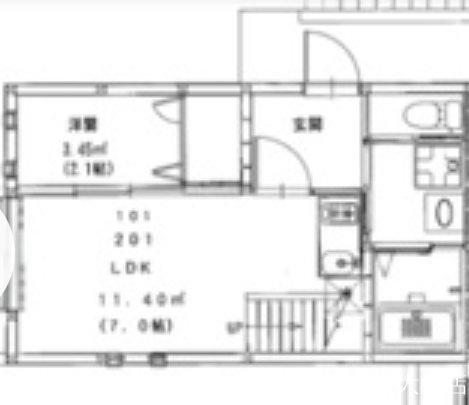 ビータス賀茂参番館(1SDK/2階)の間取り写真