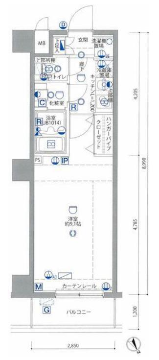 グロース西荻窪(1K/2階)の間取り写真