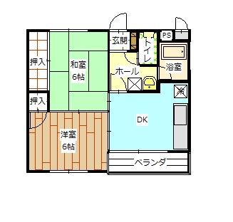 村山ビル(2DK/2階)の間取り写真