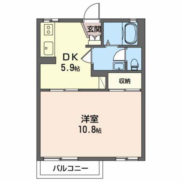 フレグランス上大沢A(1DK/1階)の間取り写真