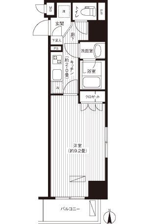 エフシティ亀戸(1K/2階)の間取り写真