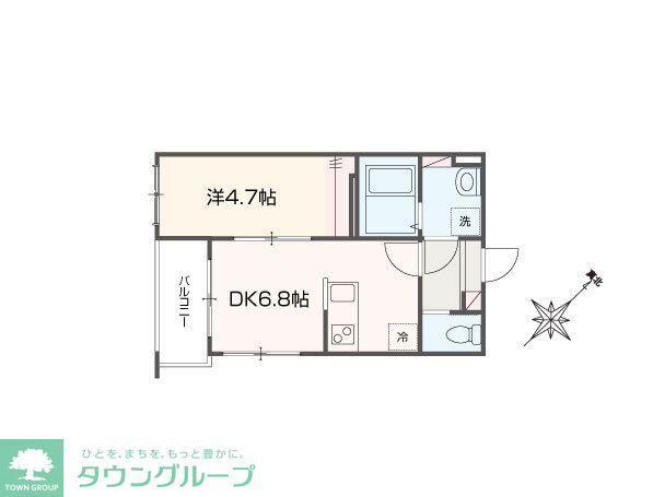 MELLAS新狭山III(1DK/1階)の間取り写真