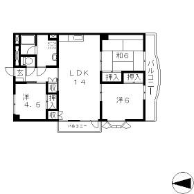 ハイツ白木(3LDK/2階)の間取り写真