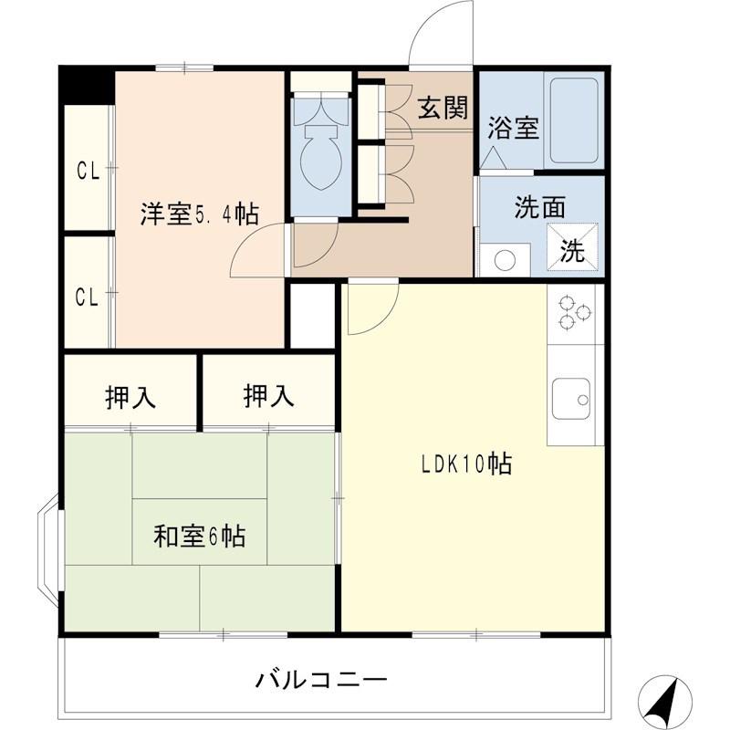 ウィステリア・ガーデン(2LDK/3階)の間取り写真