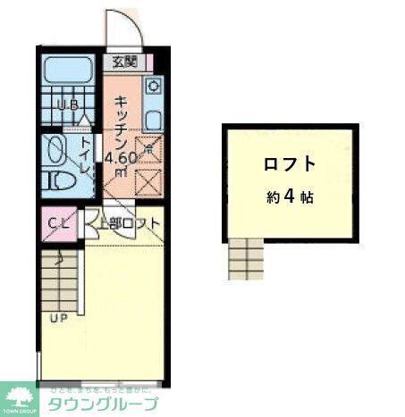 グッドフィールド相模大野(1K/2階)の間取り写真
