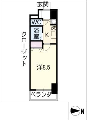 プレサンス名古屋駅前グランヴィル1004(1K/10階)の間取り写真