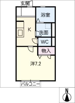 シティハイム城南F(1K/1階)の間取り写真