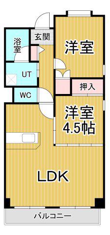 メルヴェユ伊丹(2LDK/5階)の間取り写真