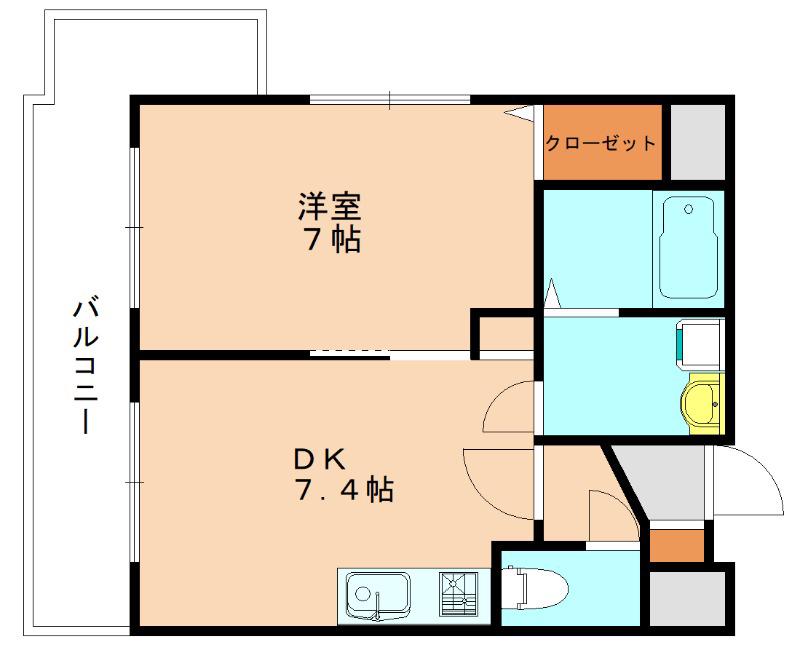 アークハイツ(1DK/4階)の間取り写真