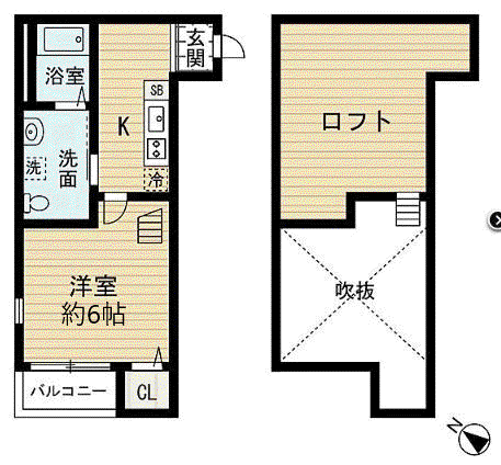 BELLE AVENUE 高宮(1K/1階)の間取り写真
