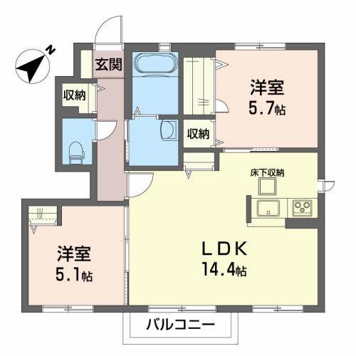 フォレストI(2LDK/1階)の間取り写真