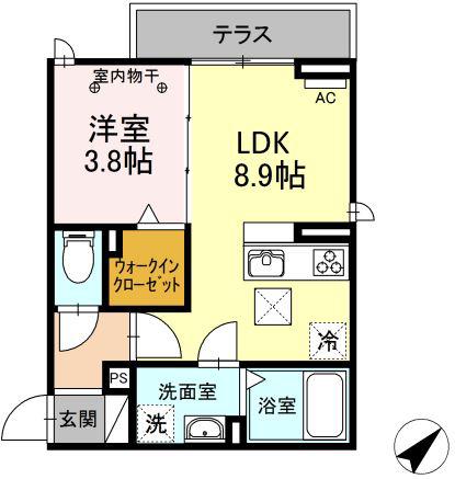 ONE UNIVERSITY PLACE(1LDK/1階)の間取り写真