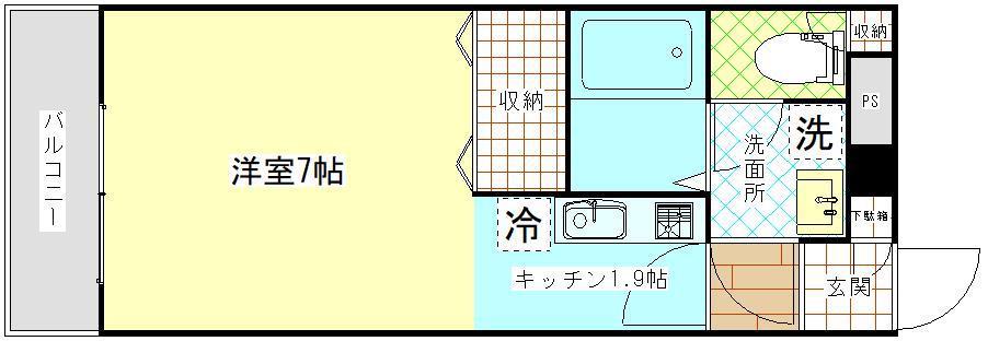 シーザリオみらい(1K/2階)の間取り写真
