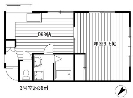 大野ハイツ(1DK/2階)の間取り写真