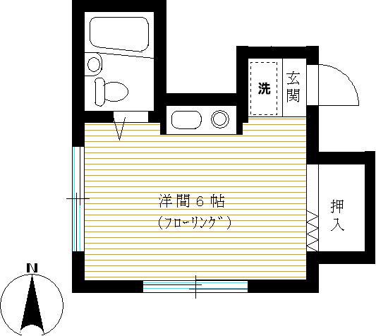Mハウス(ワンルーム/1階)の間取り写真