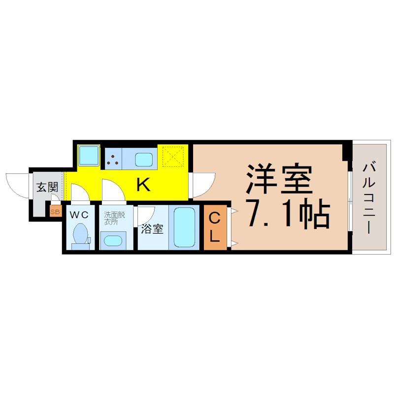 ラ・プレス新栄(1K/2階)の間取り写真