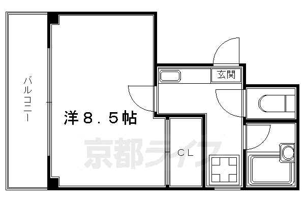 コスモハイツ宝ヶ池(1K/3階)の間取り写真