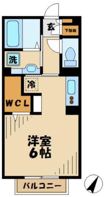ファミールK(1K/2階)の間取り写真