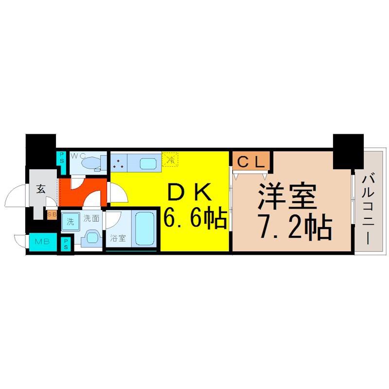 フレール上前津(1DK/8階)の間取り写真