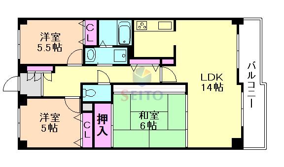 アコール隆豊(3LDK/3階)の間取り写真