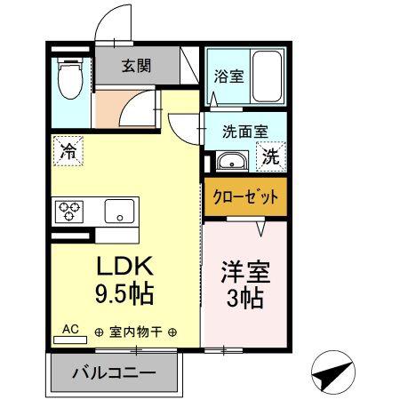 プレミストVI(1LDK/2階)の間取り写真