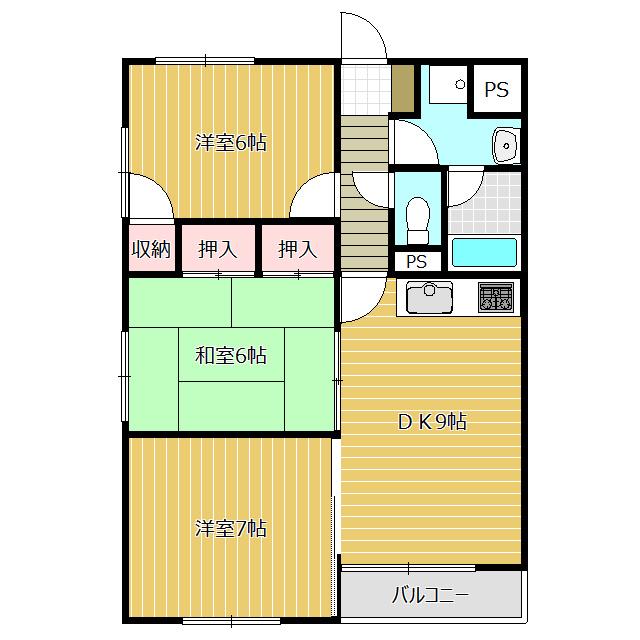 カーサアイ(3DK/3階)の間取り写真
