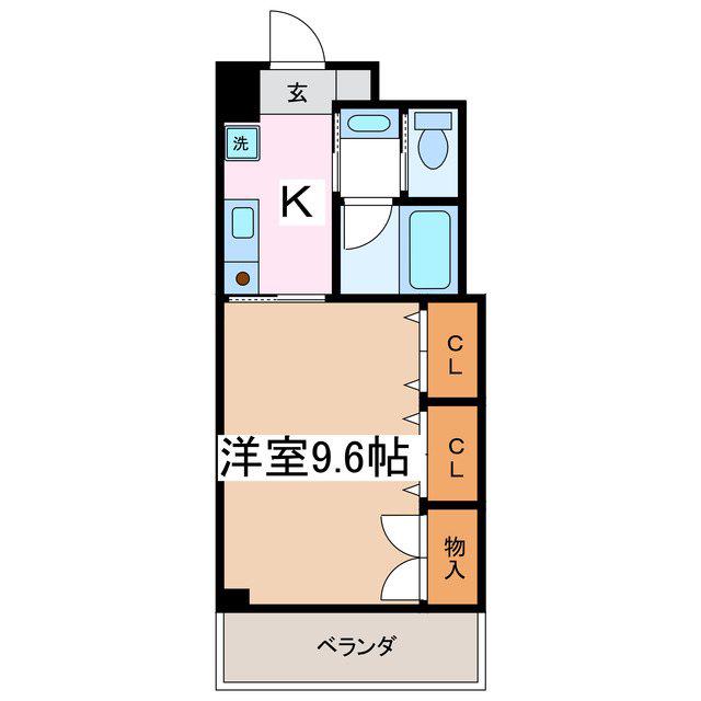 ベルエア(1K/5階)の間取り写真
