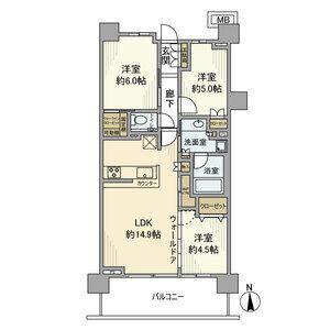 プラウドシティ国立(3LDK/3階)の間取り写真