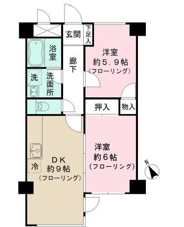 グランドール豪徳寺(2DK/4階)の間取り写真