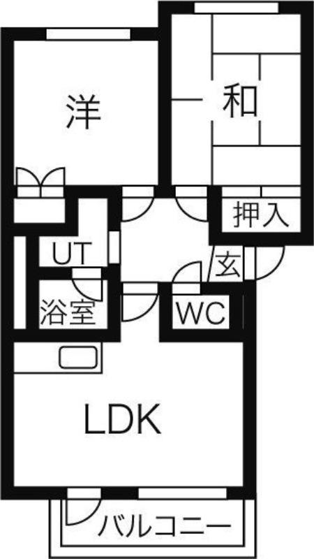 シャトーセピア(2DK/1階)の間取り写真