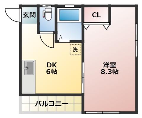 カーサ・キムラ2(1DK/2階)の間取り写真