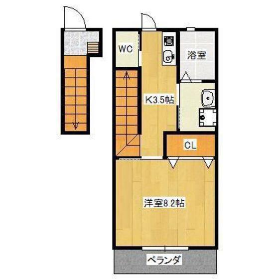 ESLEAD HOUSEN(1K/2階)の間取り写真