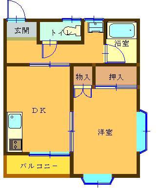 ジュネパレス岩井(1SLDK/1階)の間取り写真