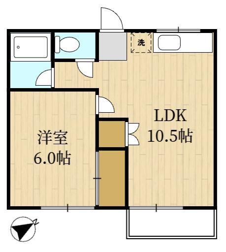 リバーサイドハイツ(1LDK/2階)の間取り写真