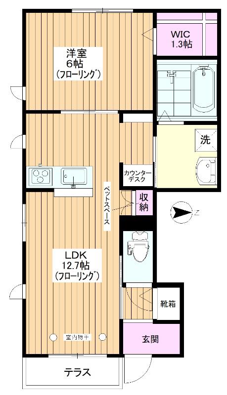 モンソレイユ(1LDK/1階)の間取り写真